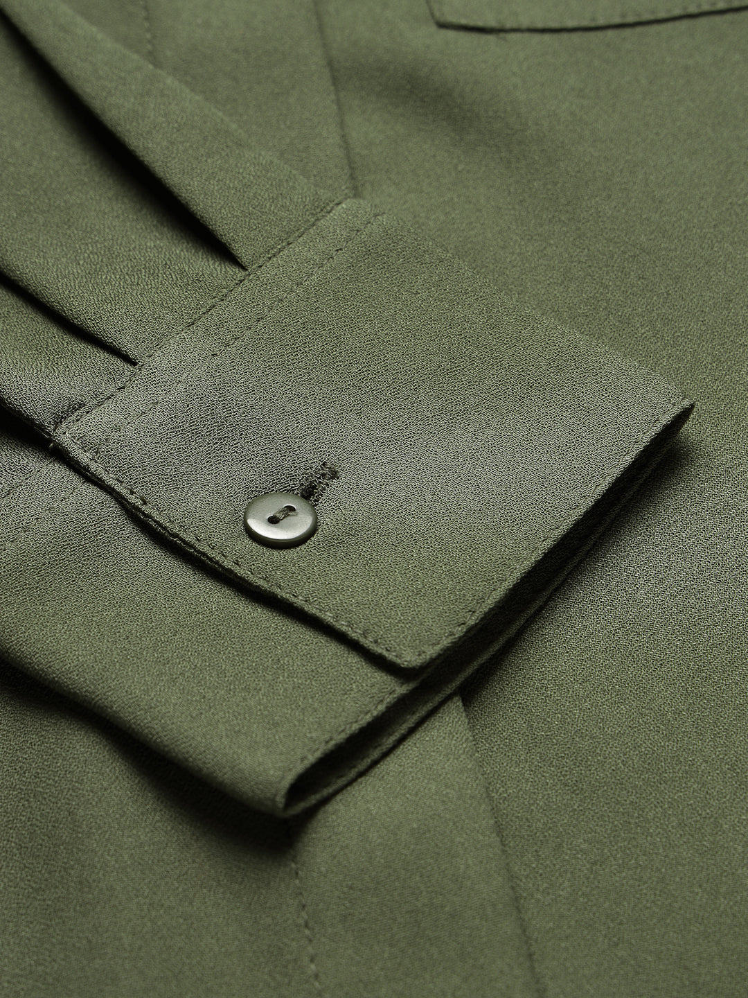 Style Quotient Women Solid Olive Polymoss Regular Formal Shirt