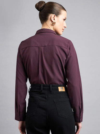Style Quotient solid textured spread collar shirt