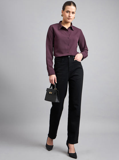 Style Quotient solid textured spread collar shirt