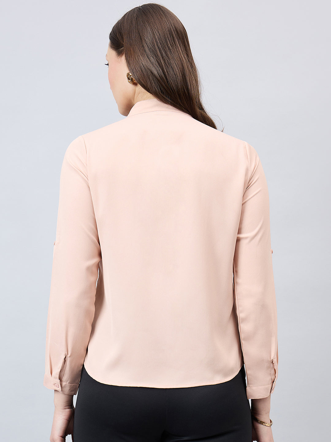 Style Quotient Women Solid Nude Polyester Regular Fit Formal Shirt