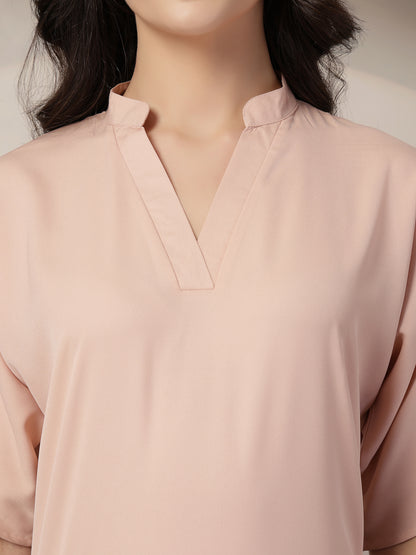 Style Quotient Women Solid Nude Polymoss Formal Top
