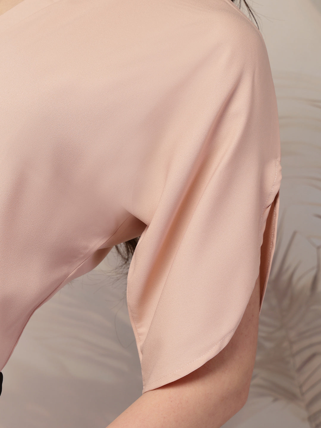 Style Quotient Women Solid Nude Polymoss Formal Top