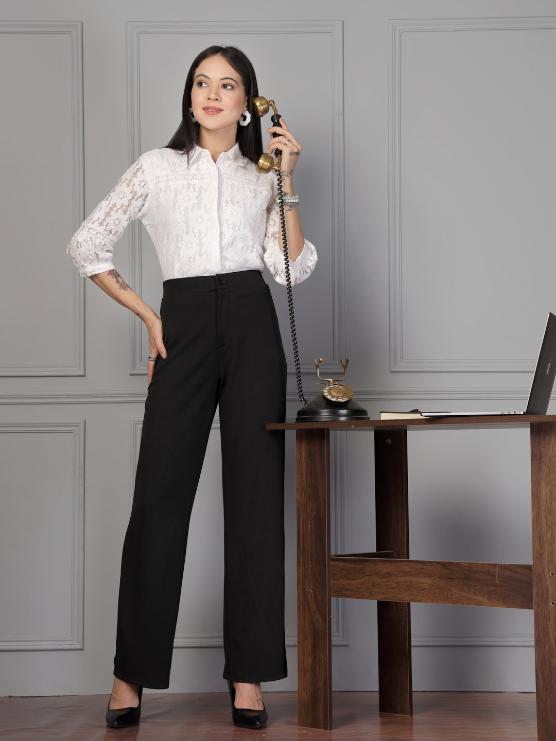 Style Quotient Women White Lace Shirt