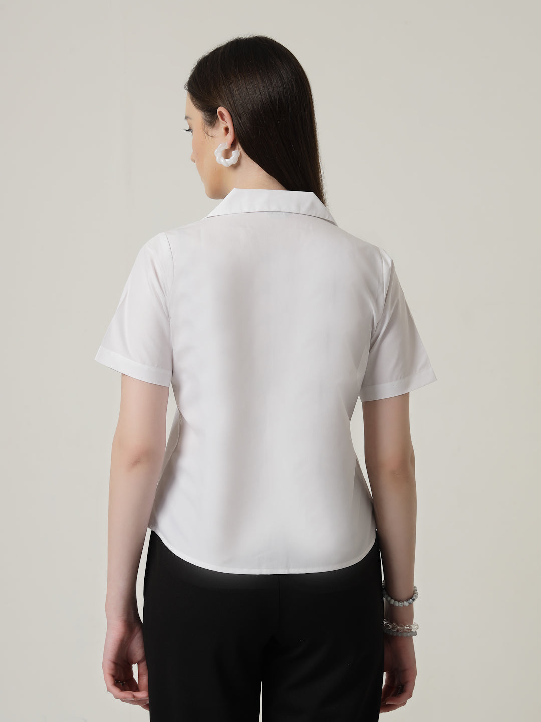 Style Quotient Women Solid White Polycotton Formal Shirt