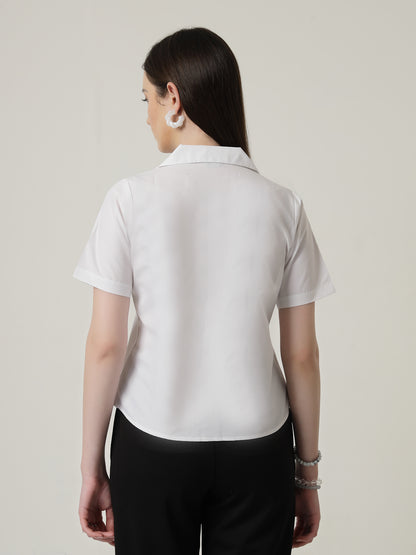 Style Quotient Women Solid White Polycotton Formal Shirt