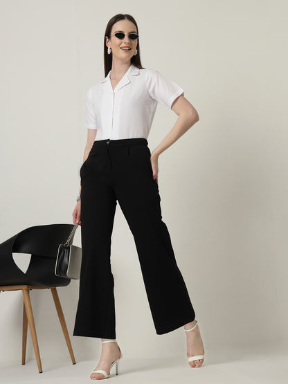 Style Quotient Women Solid White Polycotton Formal Shirt