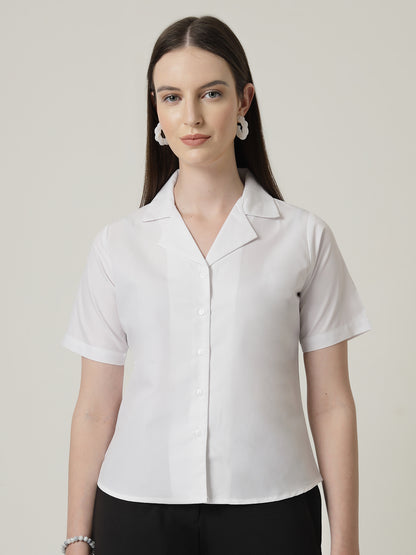 Style Quotient Women Solid White Polycotton Formal Shirt