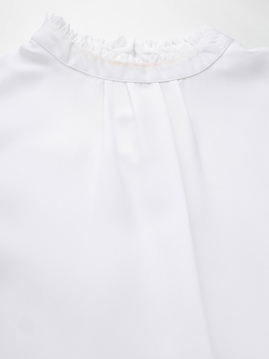 Style Quotient Women Solid White Polyester Smart Casual Top
