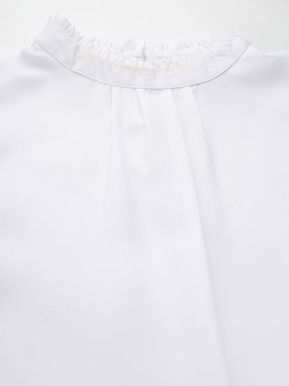 Style Quotient Women Solid White Polyester Smart Casual Top