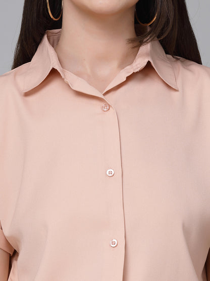 Style Quotient Women Solid Nude Polyester Formal Shirt