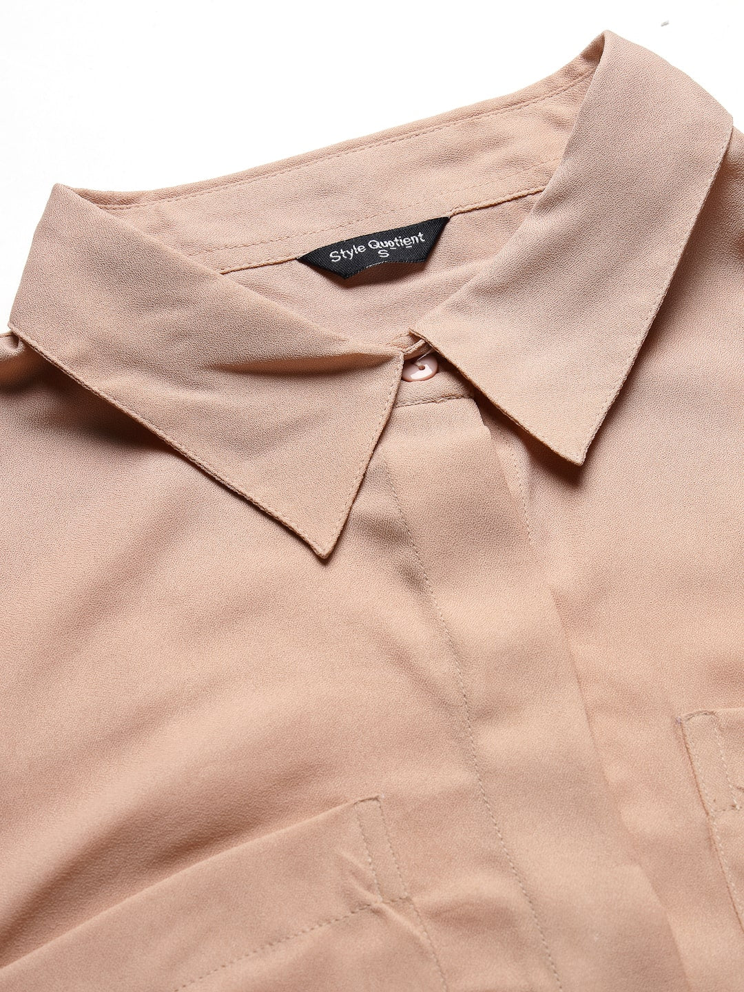 Style Quotient Women Solid Nude Polymoss Regular Formal Shirt