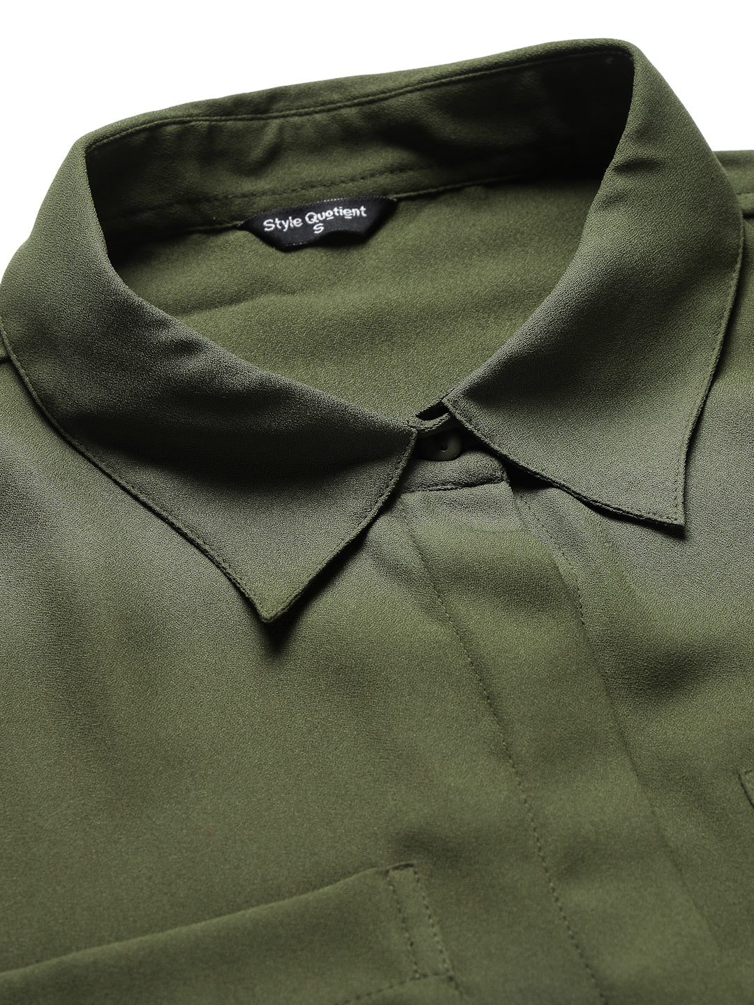 Style Quotient Women Solid Olive Polymoss Regular Formal Shirt