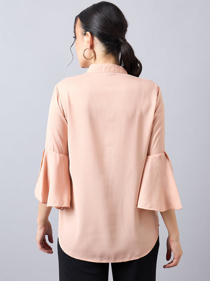 Style Quotient Women Solid Nude  Polymoss Regular Fit Formal Shirt
