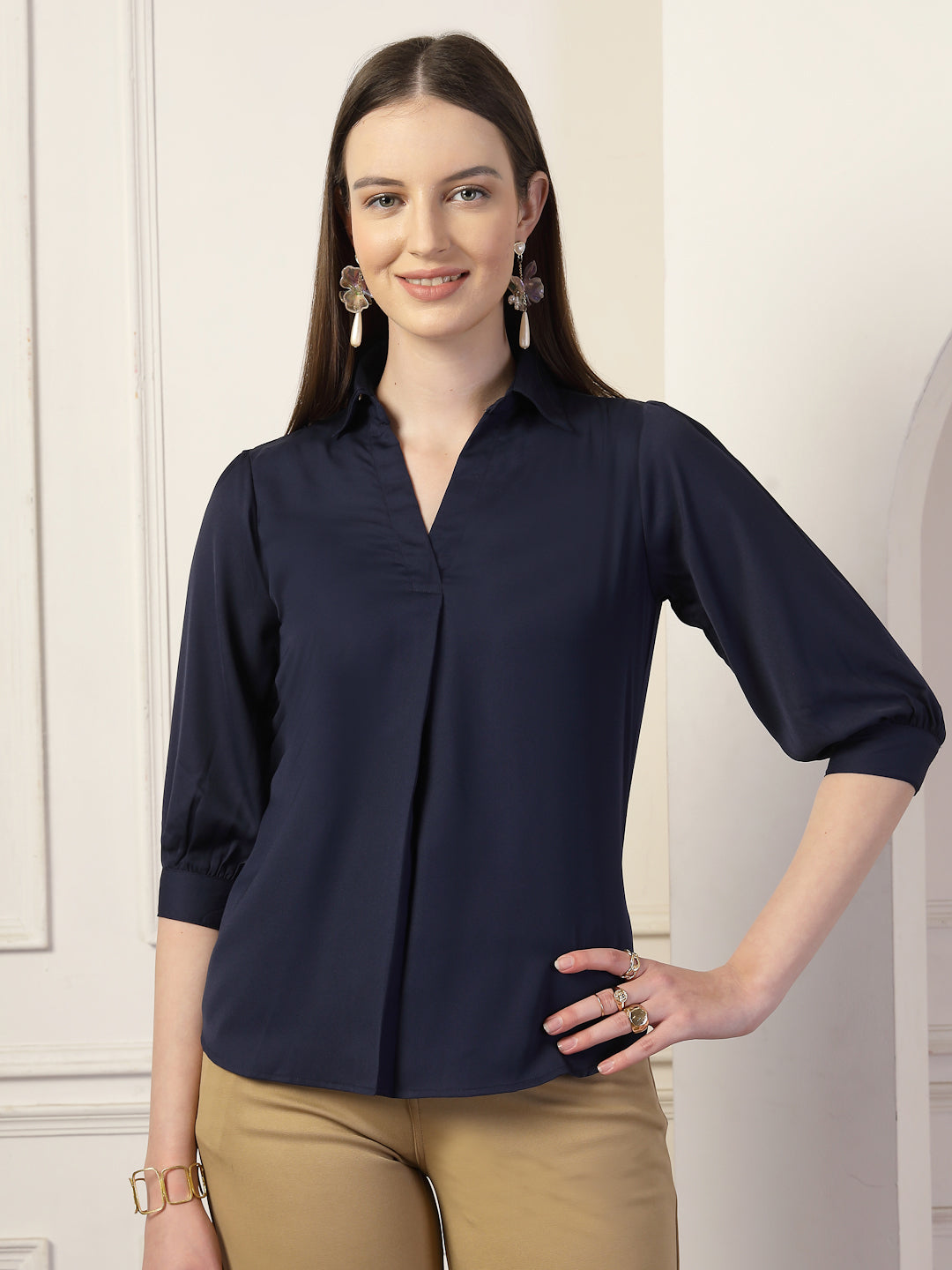 Style Quotient Women Navy Formal Top