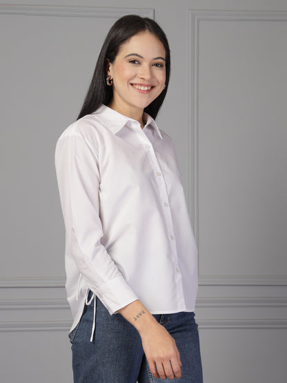 Style Quotient Women Solid White Polycotton Formal Relaxed Fit Shirt