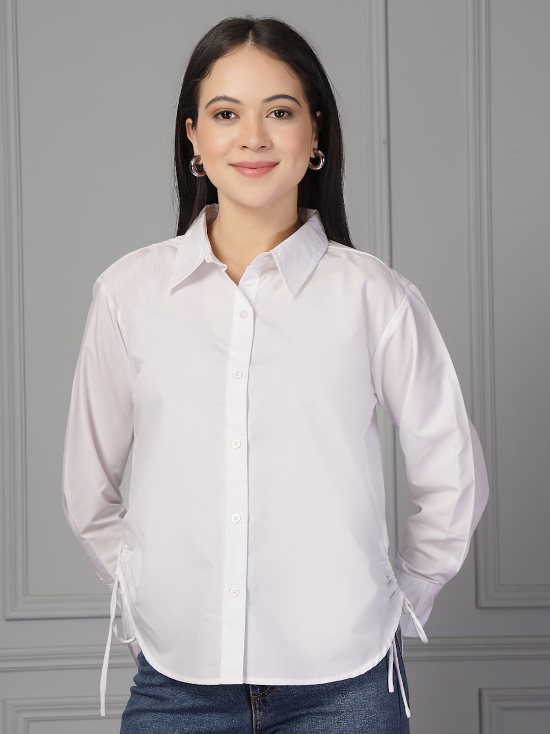 Style Quotient Women Solid White Polycotton Formal Relaxed Fit Shirt