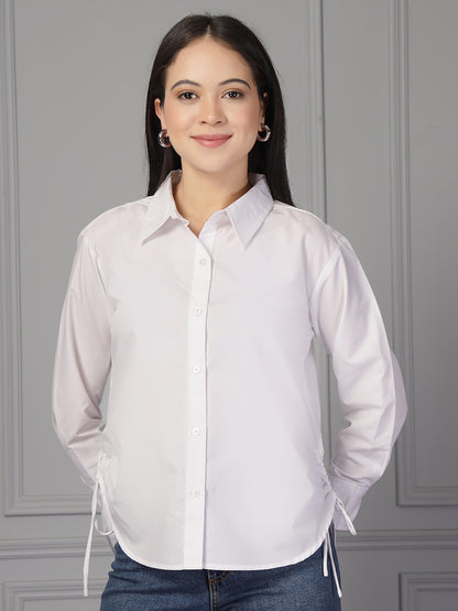 Style Quotient Women Solid White Polycotton Formal Relaxed Fit Shirt