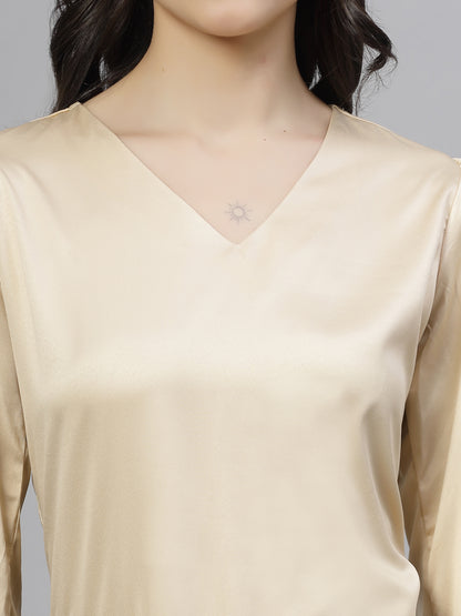 Style Quotient Women champagne Stain Top