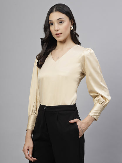 Style Quotient Women champagne Stain Top