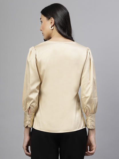 Style Quotient Women champagne Stain Top