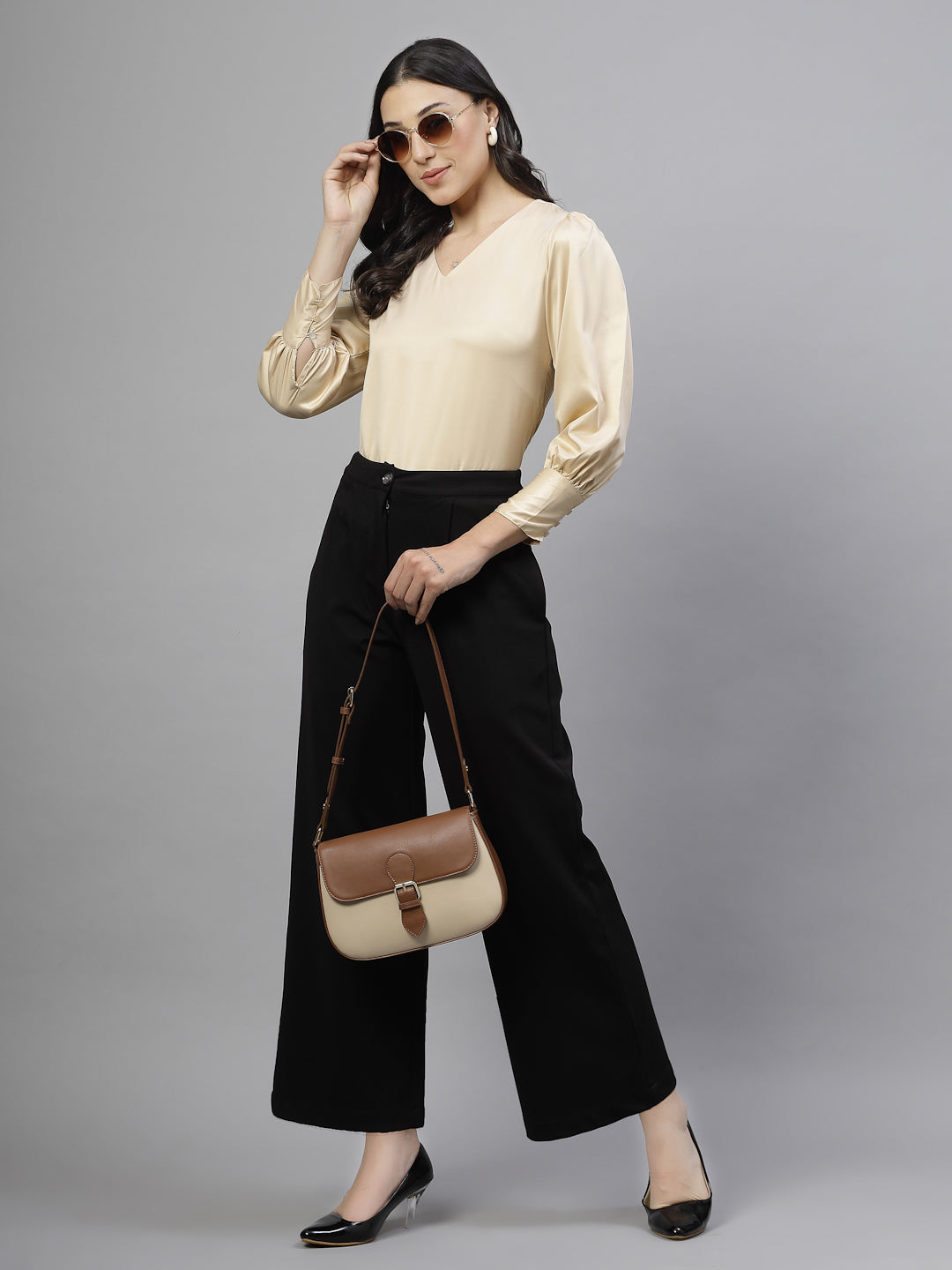 Style Quotient Women champagne Stain Top