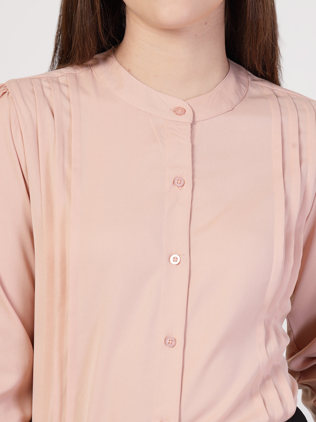 Style Quotient Women Solid Nude Polymoss Formal Shirt
