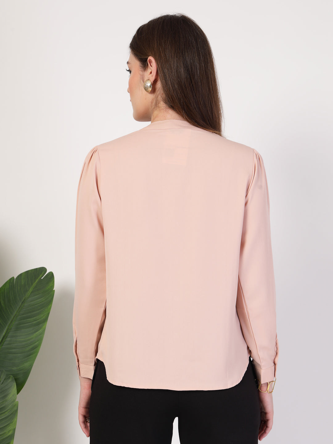 Style Quotient Women Solid Nude Polymoss Formal Shirt
