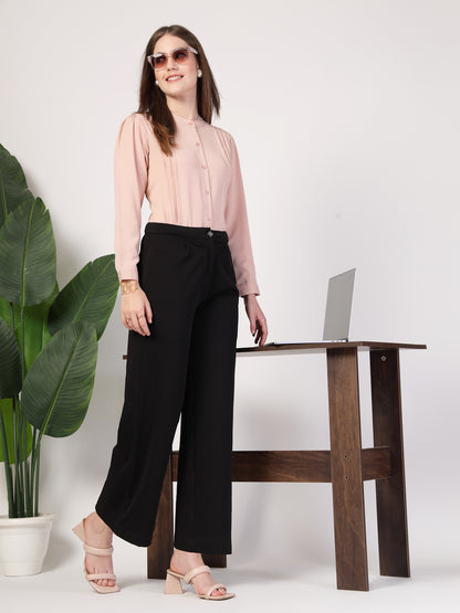 Style Quotient Women Solid Nude Polymoss Formal Shirt