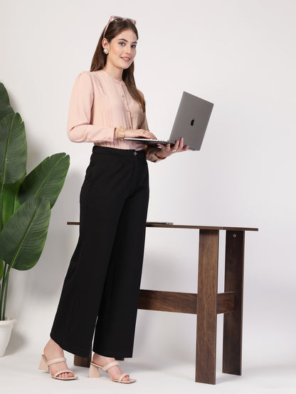 Style Quotient Women Solid Nude Polymoss Formal Shirt