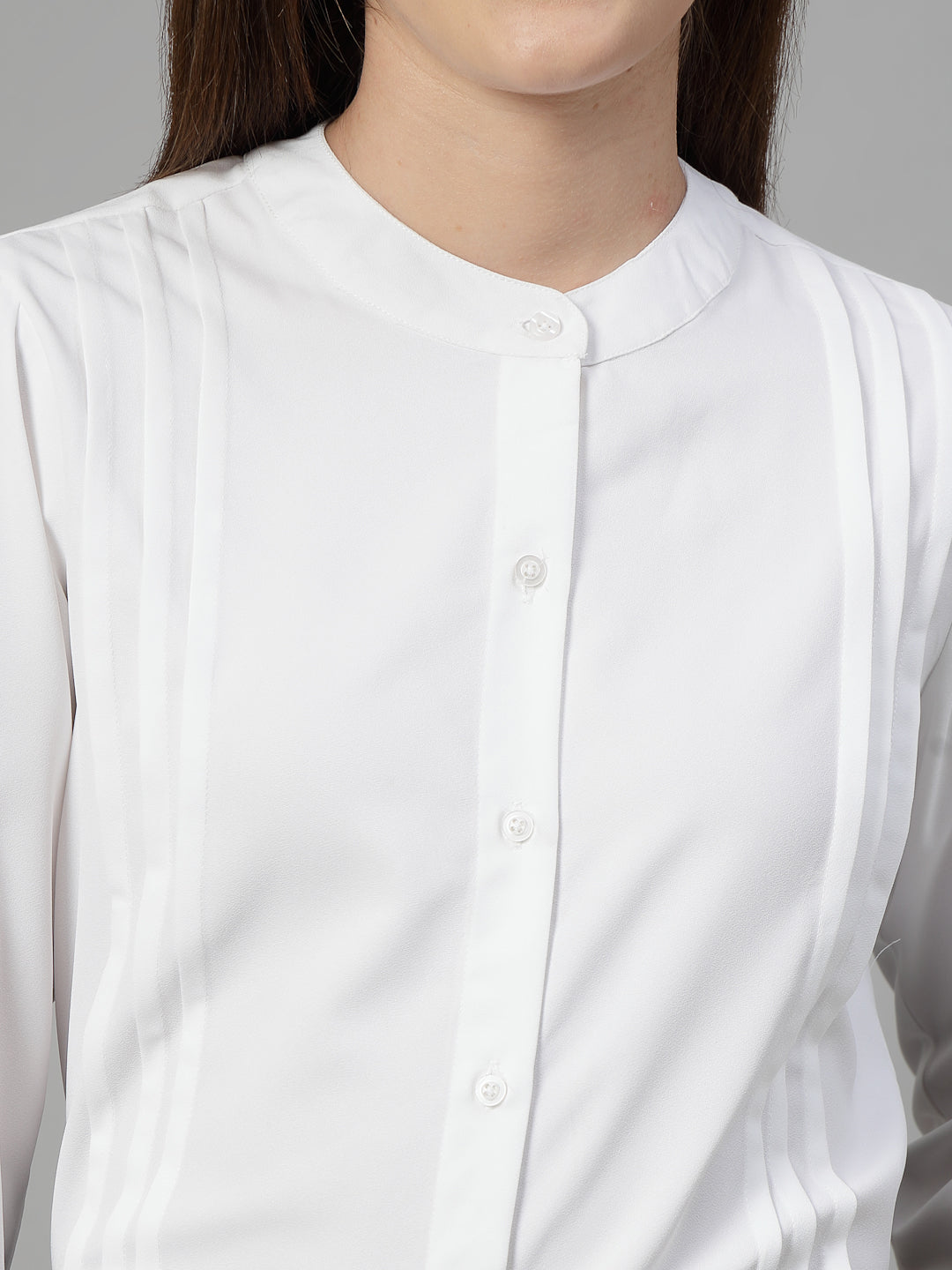 Style Quotient Women Solid White Polymoss Formal Shirt