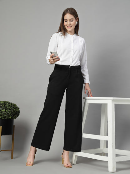 Style Quotient Women Solid White Polymoss Formal Shirt