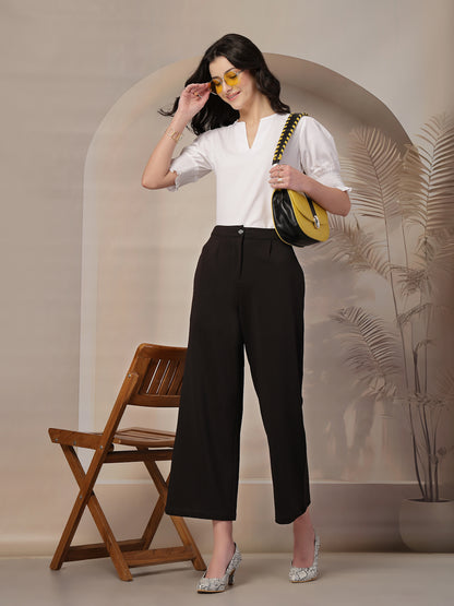 Style Quotient Women White puffed sleeves top