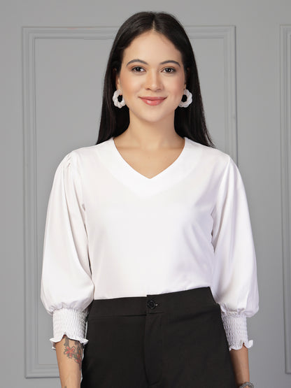 Style Quotient Women white polymoss top
