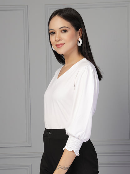 Style Quotient Women white polymoss top