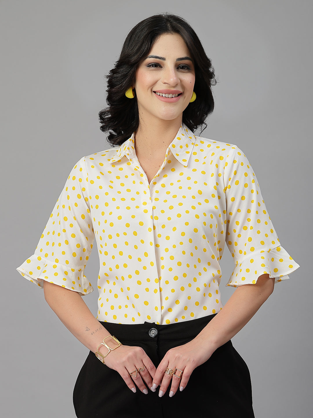 Style Quotient Women White Yellow shirt style Top