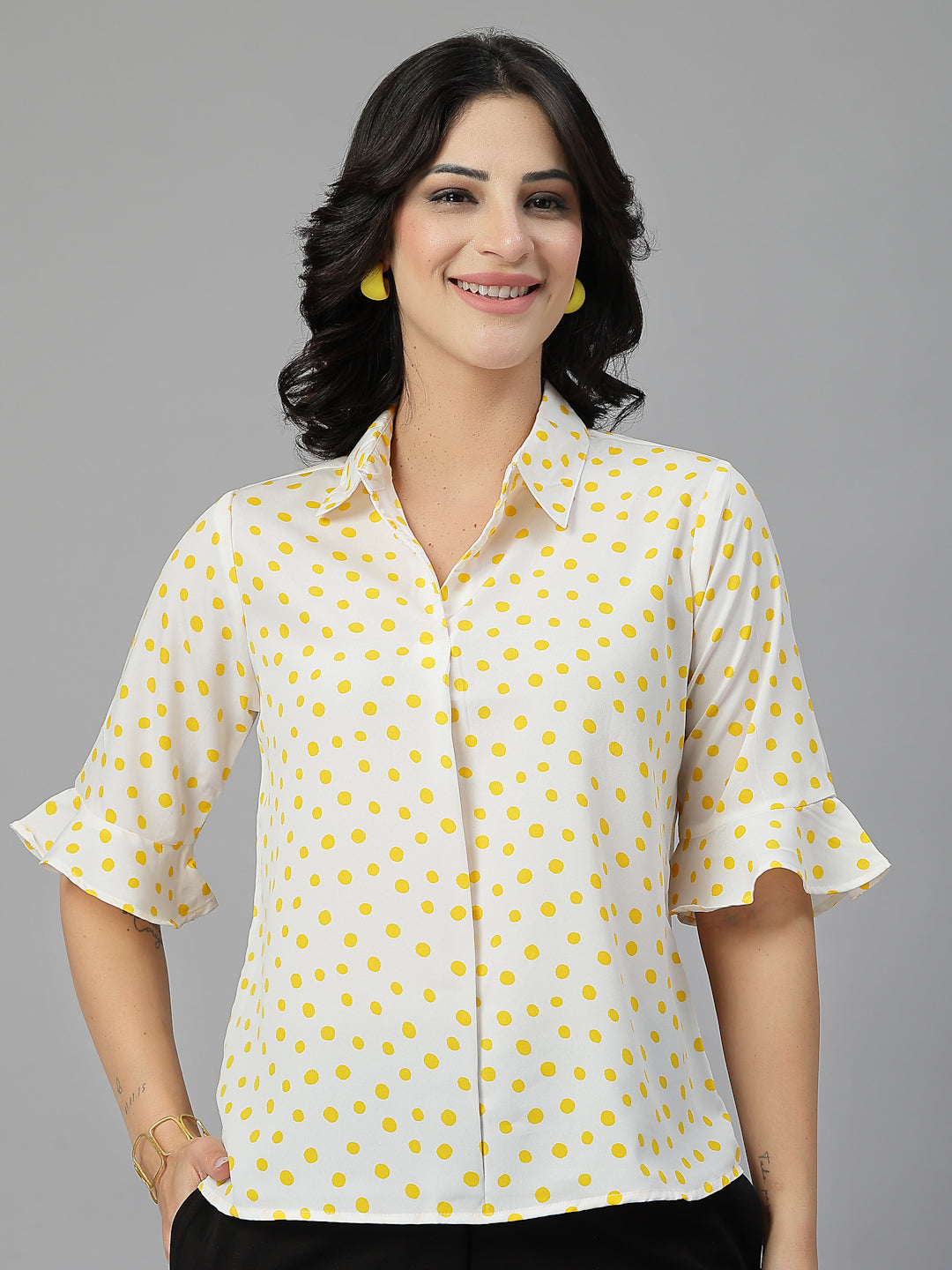 Style Quotient Women White Yellow shirt style Top