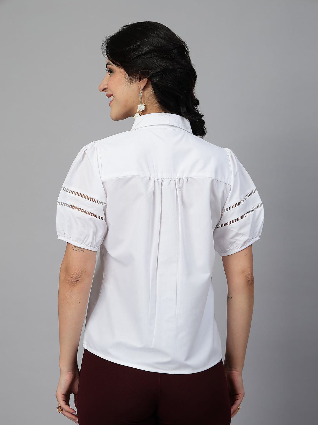 Style Quotient Women Solid White Polycotton Formal Shirt