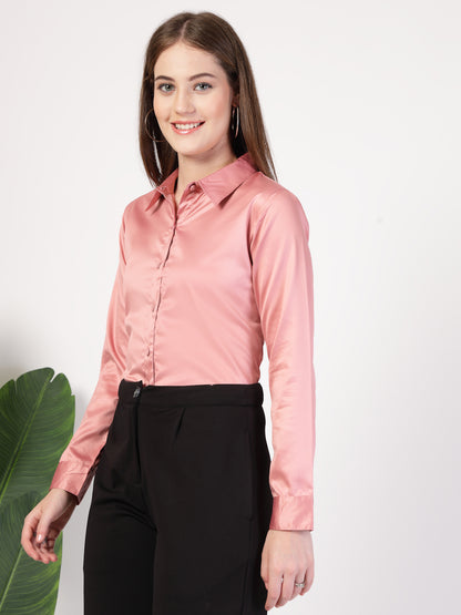 Style Quotient Women Solid Satin Formal Shirt