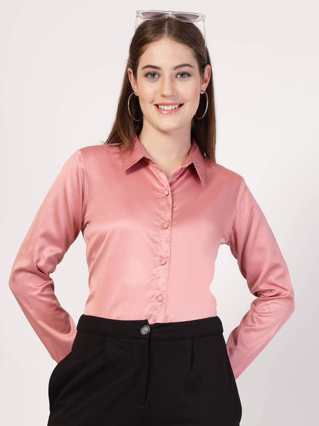 Style Quotient Women Solid Satin Formal Shirt