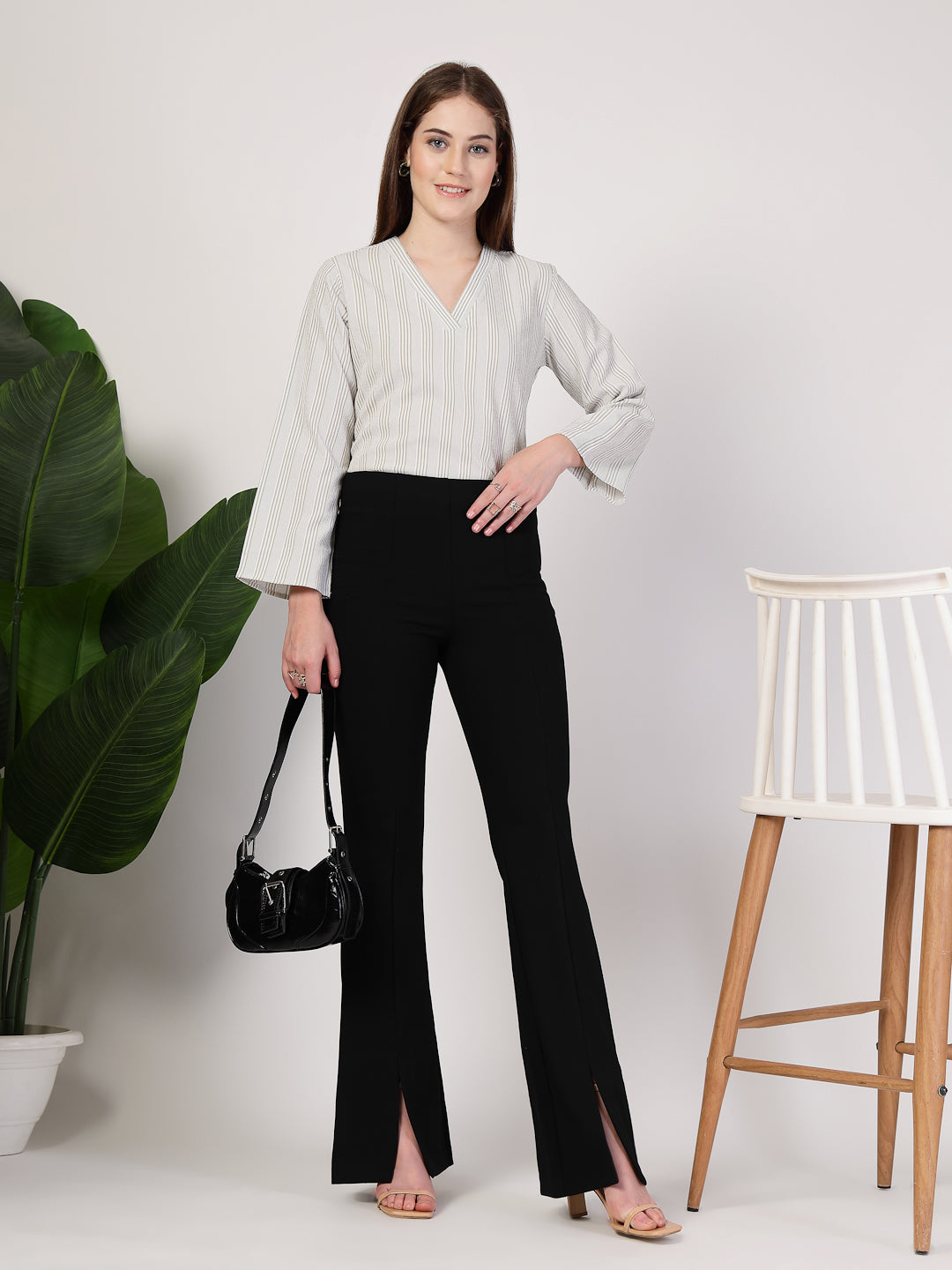 Style Quotient Women's top with V neck and bell sleeves