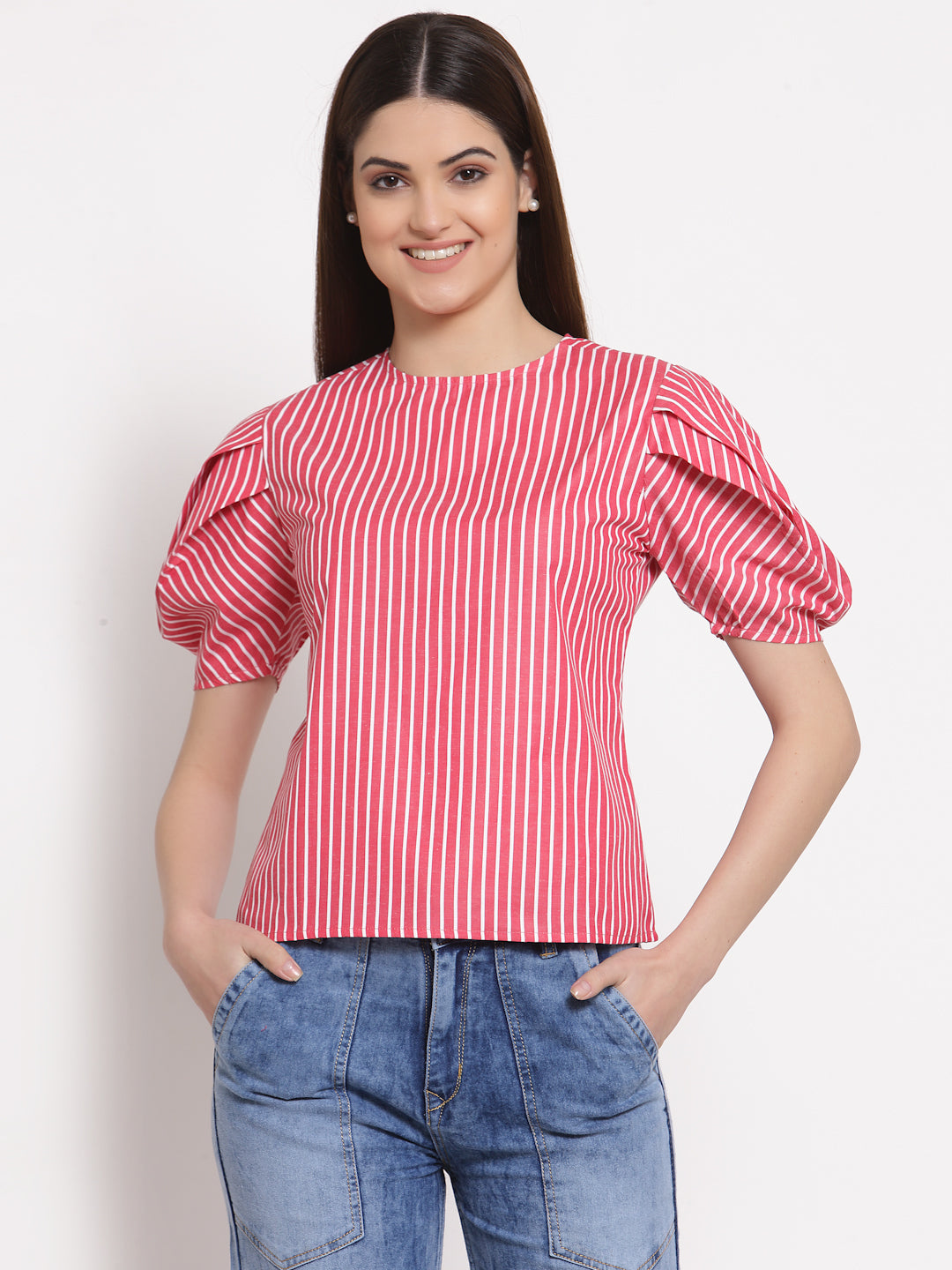 Style Quotient Red White Striped Top