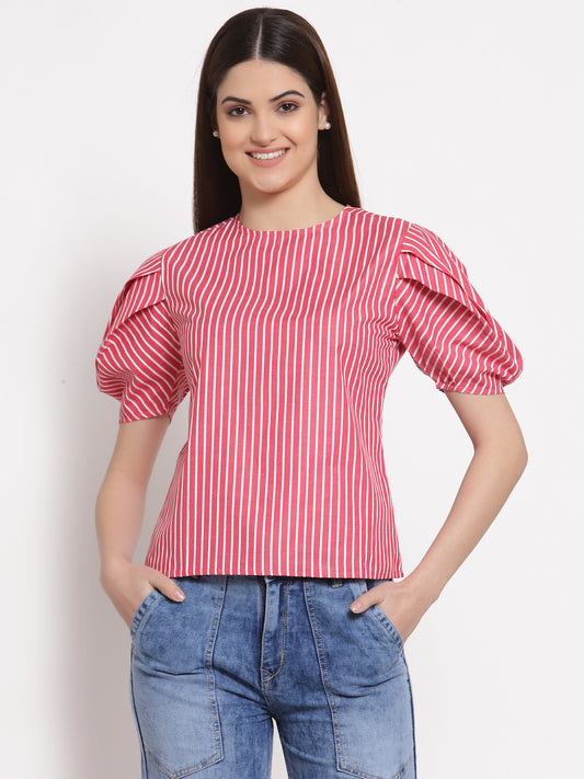 Style Quotient Red White Striped Top