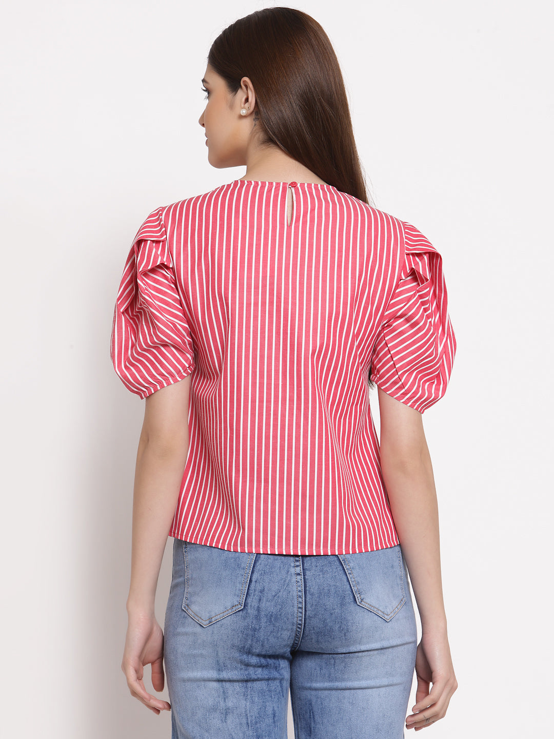 Style Quotient Red White Striped Top