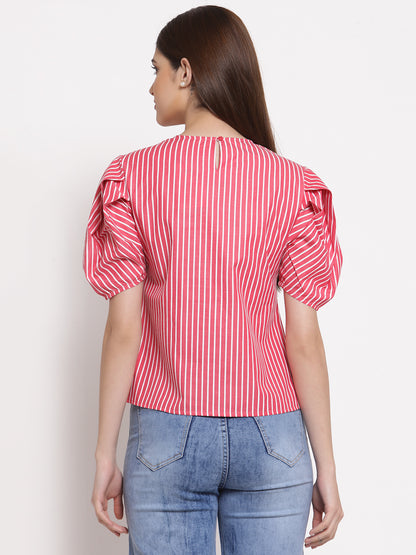 Style Quotient Red White Striped Top