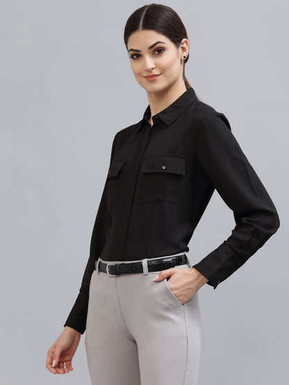 Style Quotient Women Black Formal Shirt