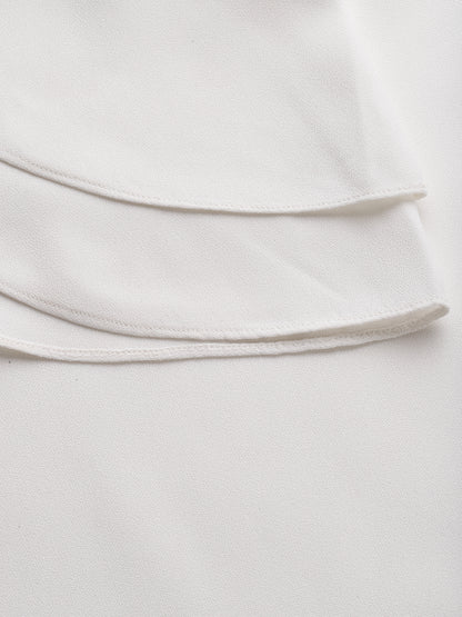 Style Quotient Women White Solid Polyester Smart Casual Top